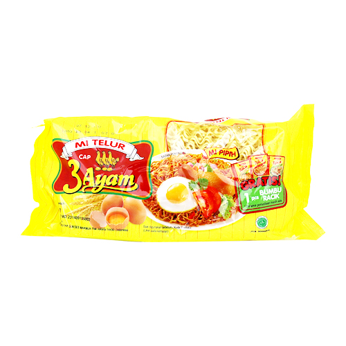  Mie  Telur  3 Ayam  Pipih Kuning 200 Gr 017192 Mirota 